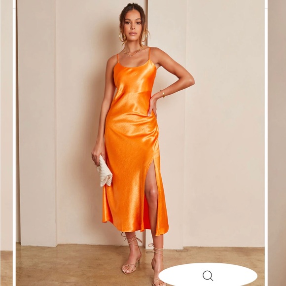 Orange Satin Dress - Picture 2 of 3